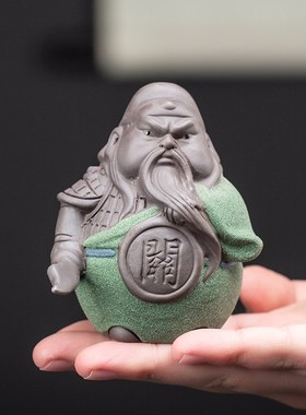 久造紫砂五虎上将关羽摆件创意家居客厅历史人物桌面装饰工艺品