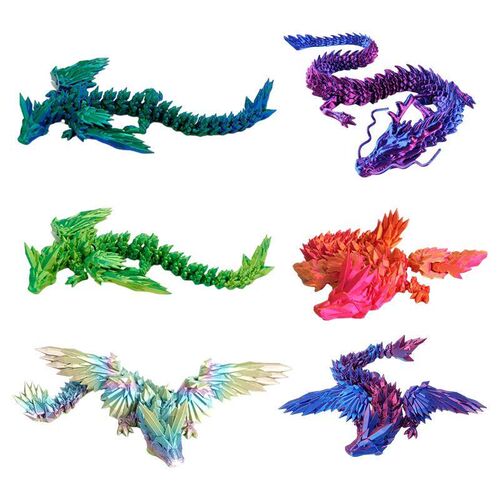 3D Printed Dragon Rotatable Articulated Dragons Western Styl