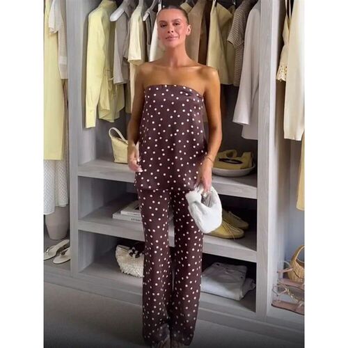 Strapless Polka Dot Woems Top Suit Casual Elastic Waist Str