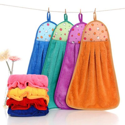 Kitchen Hand Towel Hanger Cute Coral Fleece Absorbent Hand C