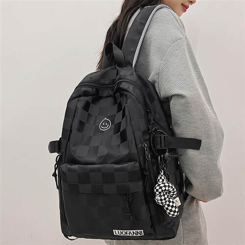 Women Plaid Leisure School Bag Girl Travel Laptop Student Ba