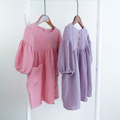 Autumn Spring Childrens Clothes Organic Cotton Double Gauze