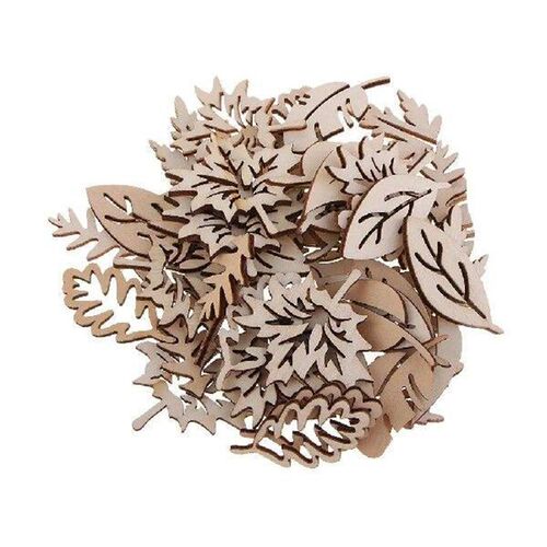 50 Pieces Unfinished Wood Leaf Shapes Craft Wooden Tags for