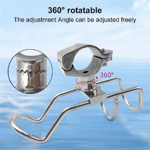 316 Stainless Steel Rail Mounted Clamp on Rod Holder Double