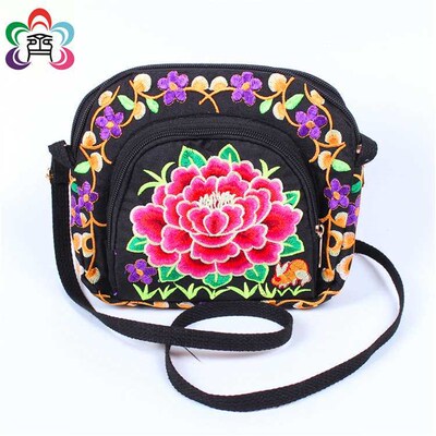 New Yunnan Embroidery Bag Womens Embroidery Three-Layer Zip