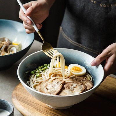 Ramen Bowl Ceramic Single Noodle Bowl Household Salad Bowl1n