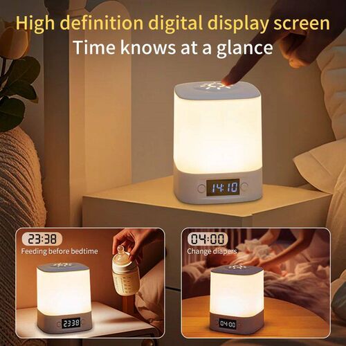 Portable Led Night Light with Clock Time Display Rechargeabl