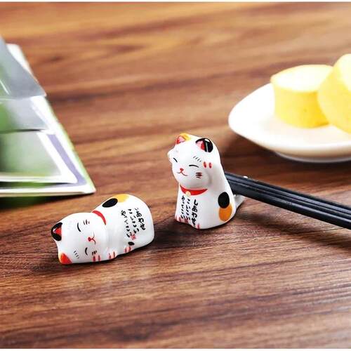 5pcs Lucky Cat Ceramic Chopsticks Holder Chopsticks Pillow