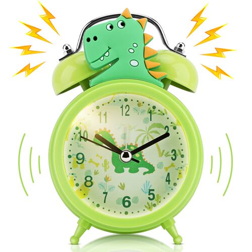 Kids Alarm Clock Cute Dinosaur Unicorn Desk Clock Double Bel