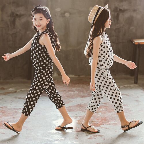 Kids Summer Clothes Girls Dot  Girls Outfits Vest + Short Ou