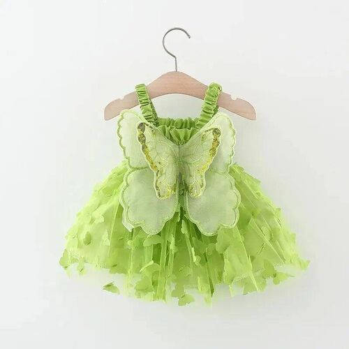 Girls New Summer Dress With Large Butterfly Wings On The Ba