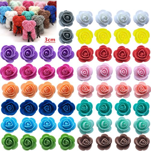 50/100/200/500Pcs 3cm Foam Rose for Bear Artificial Flowers