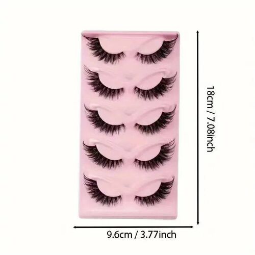 Hot Selling Makeup 5 Pairs Cat Eye Lashes Faux Eyelashes  Ey