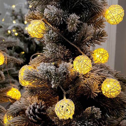 LED Rattan Ball Light String 6m Camping Tent Light USB Batte