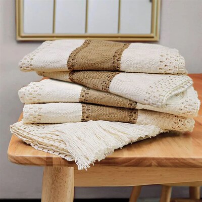 Splicing Burlap Table Runner Farmhouse Style, Boho Table Run