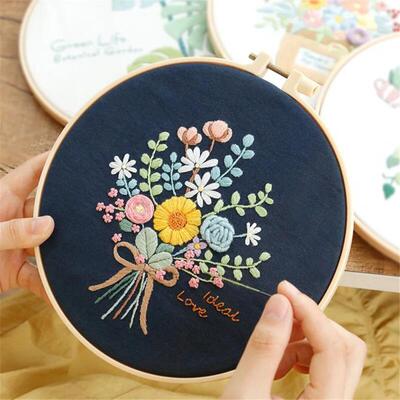 Flower Embroidery Strter Kit DIY Cross Stitch Set for Begin