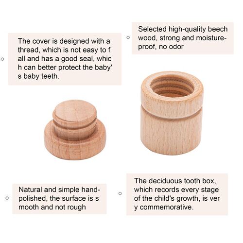 1pc Baby Tooth Box Wood Baby Souvenir Gift Beech Milk Teeth
