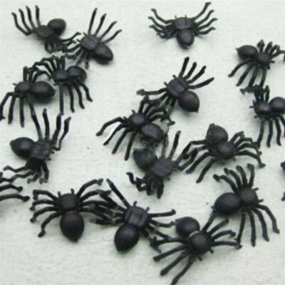50pc Halloween Spider Decoration Small Black Platic Spider H