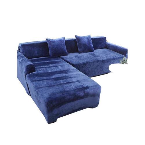 Velvet Plush L Shaped Sofa Cover For Living Room Elastic