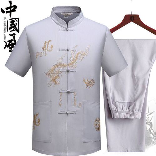 Tang Suit Middle-aged and Elderly Mens Hanfu Summer Dads S