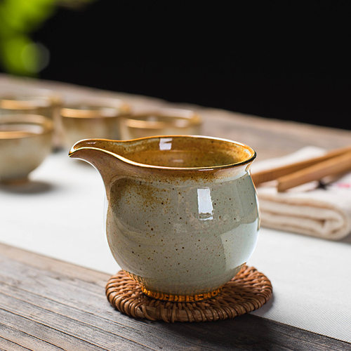 不单典雅粗陶描金茶海公道杯功夫茶具配件均杯公杯家用陶瓷分茶器