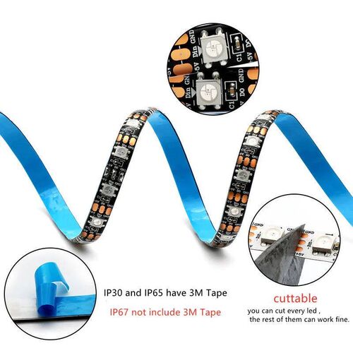 DC5V WS2812b led strip light 1m/5m 30/60/144leds/m pixel WS2