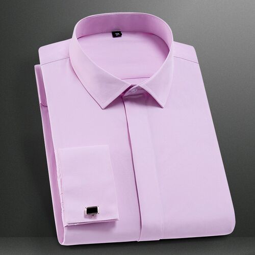 Mens Classic French Cuff Dress Shirts Long Sleeve No Pocket