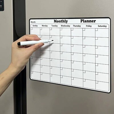 Magnetic Refrigerator Dry Erase Calendar Monthly Planner Whi