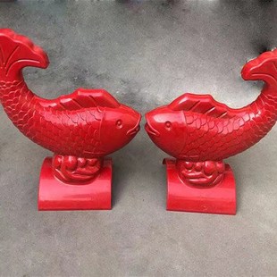 仿古树脂瓦配件翘脚招财鱼跑兽正吻鸽子宝顶屋檐屋顶装饰屋脊配件
