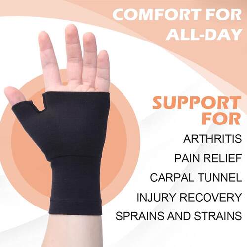 2PCS Fingerless Compression Gloves Wrist Thumb Support Sleev
