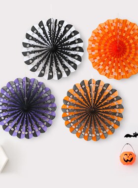 Halloween decorated paper fan honeycomb origami 幽灵蜂窝折纸