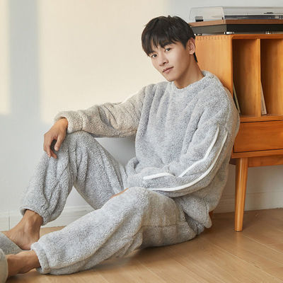 Winter Flannel Sleepwear Plus Size Men Pyjamas Coral Fleece