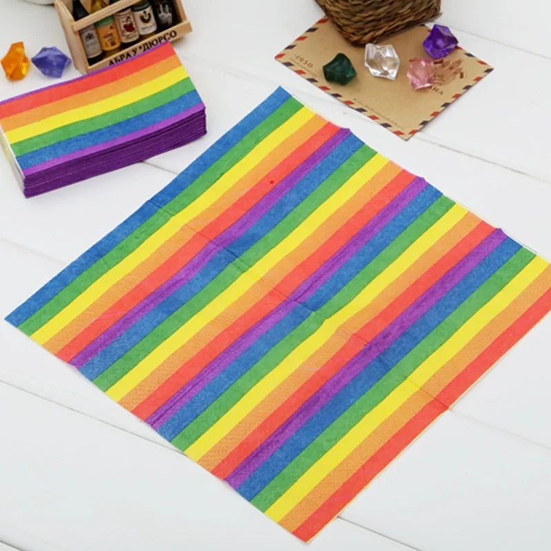 Rainbow Table Paper Napkins, Simple, Colorful, Striped,Paper图片