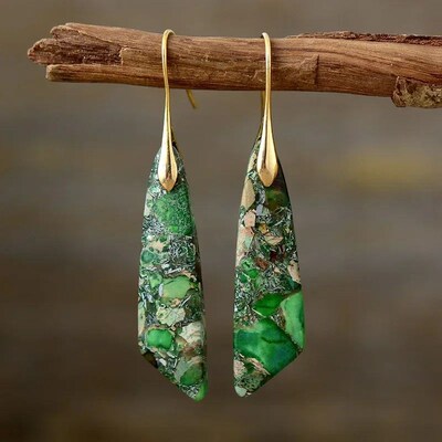 Bohemian Emperor Stone Geometric Pendant Earring Popular Nat