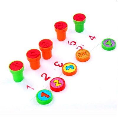 10pcs/Set Children Toy Stamps Cartoon Animals Fruits Number