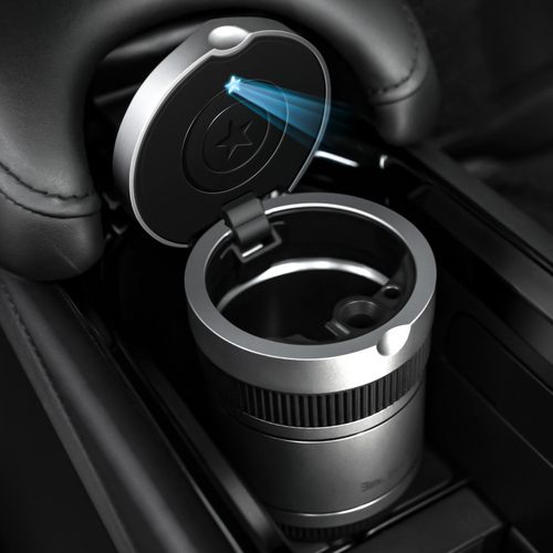 高档车载烟灰缸金属防风带盖led灯车家两用个性创意车上汽车用品