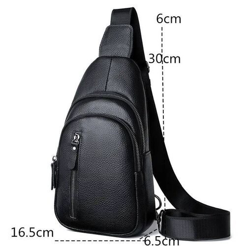 Fashion Mens Bag Leather Sling Zipper Pack Chest Shoulder C