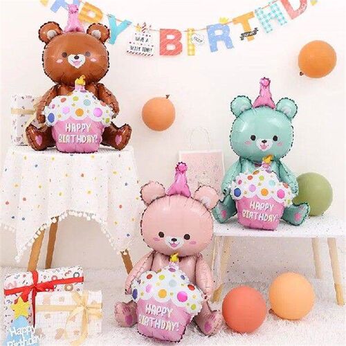 4D Large Bear Cake Balloons Cartoon Animal Cute Bear Foil