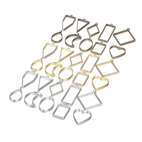 10pcs UV Epoxy Resin Mold Metal Geometric Frame Tools Heart