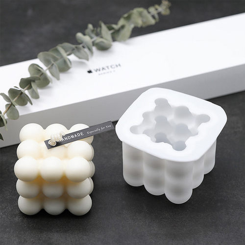 3D Cube Candle Silicone Mold Non-Stick Bubble Aromatherapy C