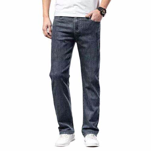 Elastic Waist Jeans Mens Summer Thin Middle-aged Fashionabl