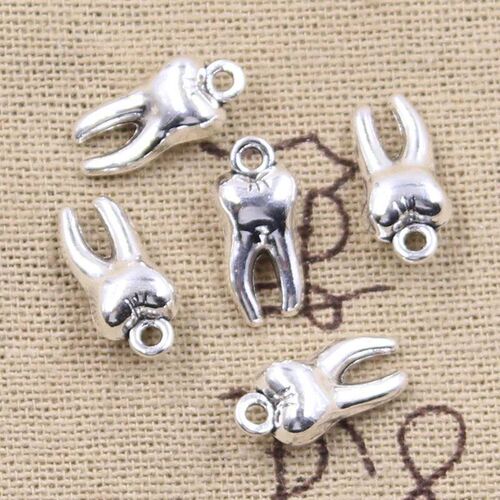20pcs Charms 3D Zombie Tooth Teeth Molar 16x8x5mm Antique Br