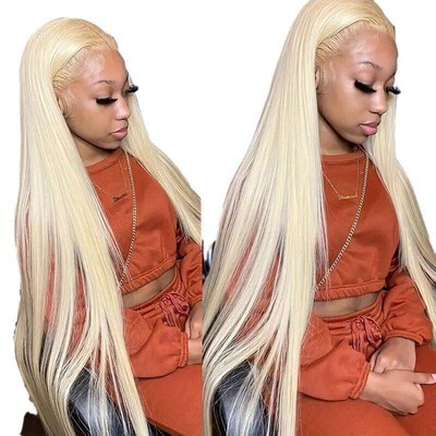 613# Honey Blonde Straight 13x4 Lace Frontal Wig Human Hair