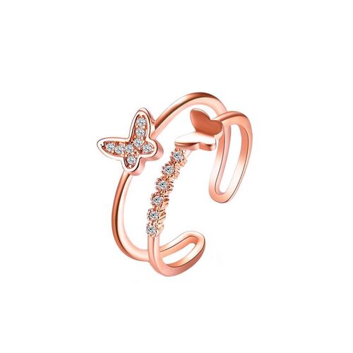 ins simulation butterfly love flower bow fashion open ring f