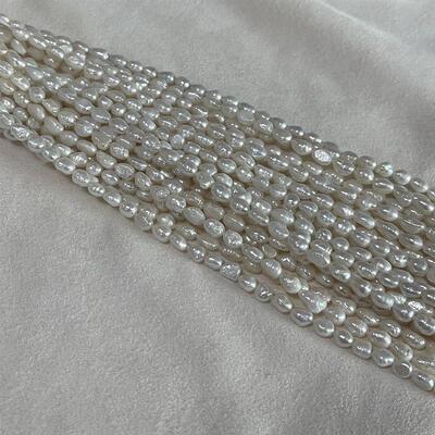 6-7mm A 36cm Natural Freshwater Pearls Threaded Rice Shape S