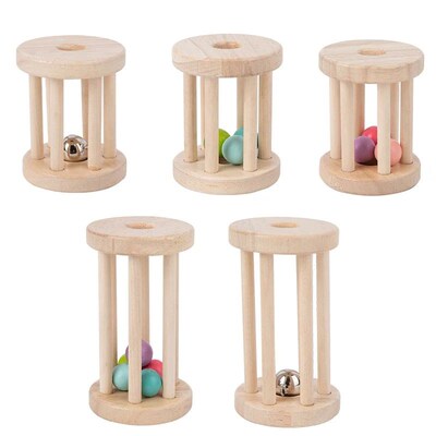 Baby Music Toy Wood Rolling Cage Bell Coloful Rattles & Mobi