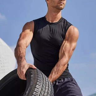 Compression Tank Top Men Gym Shirt Sleeveless Quick Dry Soli