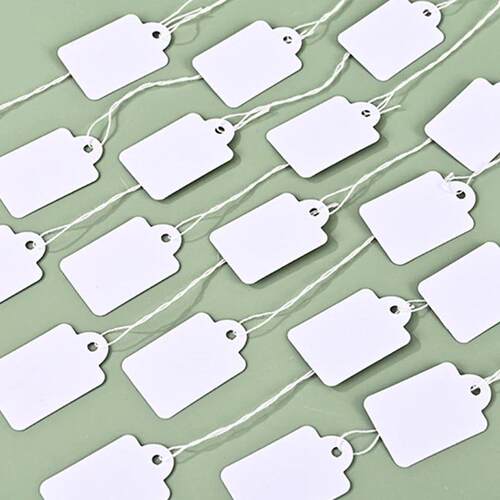 100Pcs/Lot Blank Price Label Tags With String Rectangular Kr
