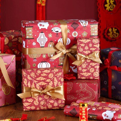 2025 New Year Red Gift Wrapping Paper 100*70cm新年礼物包装纸