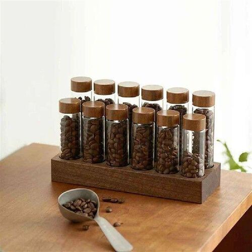 A84M-1Pcs Coffee Bean Glass Tube With Wood Tool Bottled